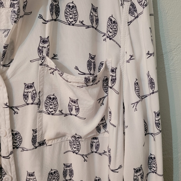 Beachlunchlounge unique Owl plus size button down shirt - Picture 3 of 8